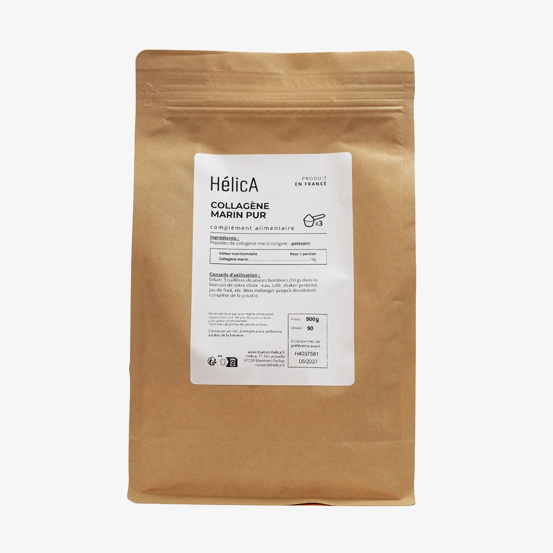 Format économique de collagène marin en poudre pour 3 mois en sachet kraft