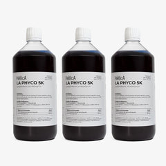 Trois bouteilles d'un litre de phycocyanine HélicA pour 1 an de cure