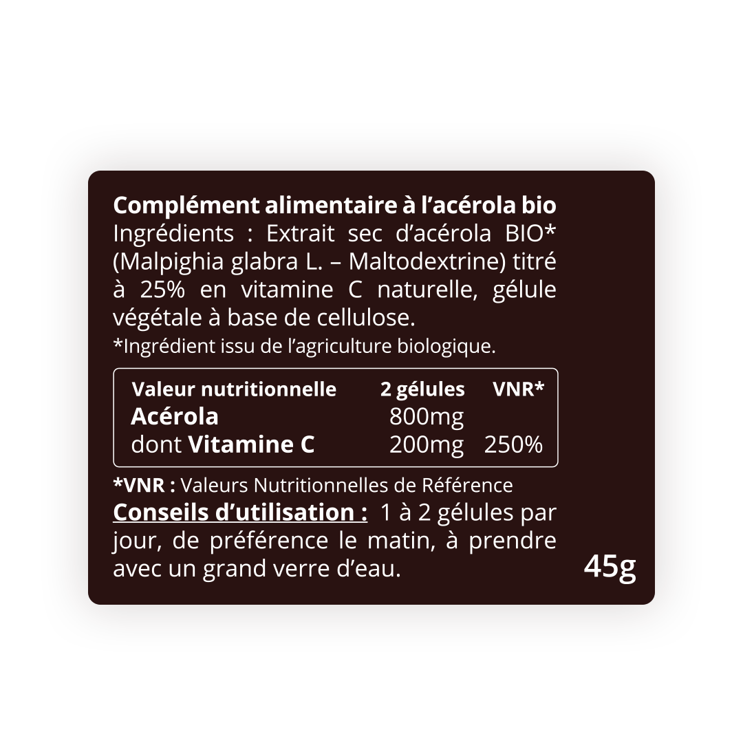 1 à 2 gélules par jour Acérola