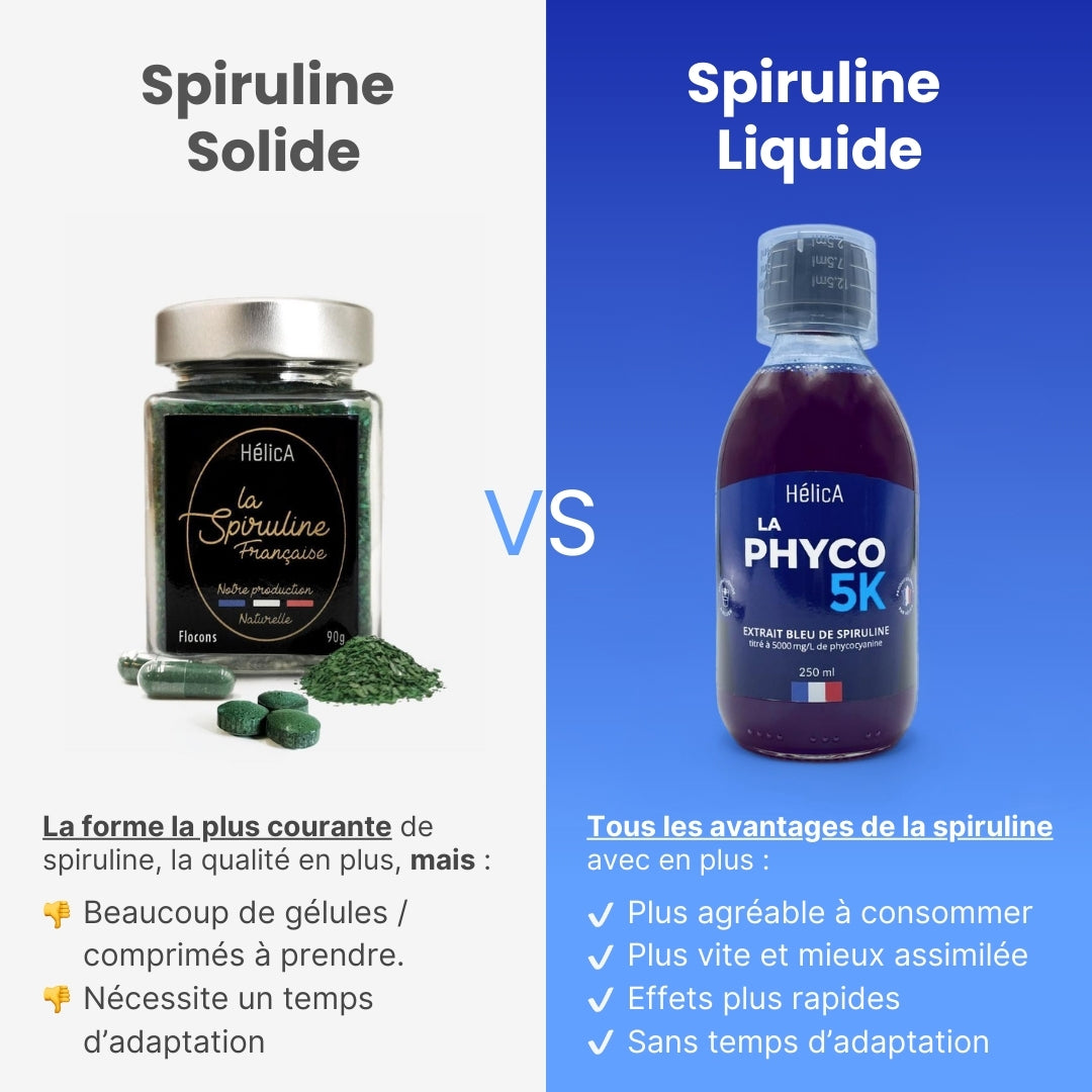 Différence entre la spiruline en comprimés et la spiruline bleue