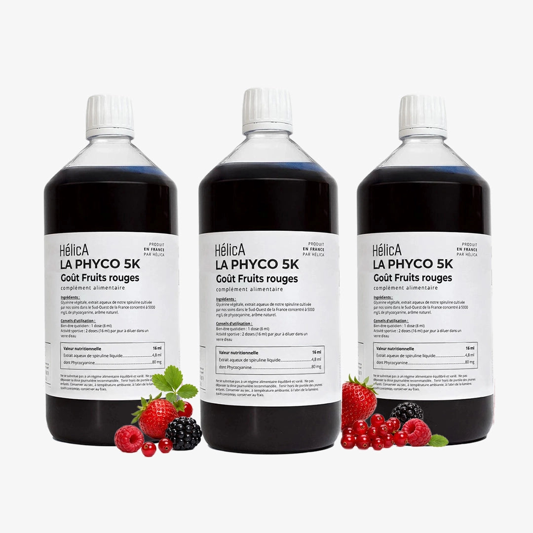 Format économique phycocyanine aromatisée fruits rouges 3 bouteilles d'un litre